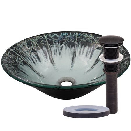 NOVATTO CREDERE Artsy Glass Vessel Bath Sink Set in Oil Rubbed Bronze NOHP-G19012ORB